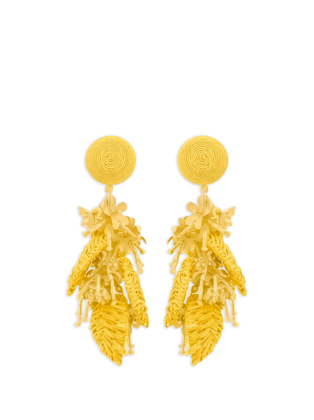 Oscar de la Renta raffia tassel bouquet clip-on earrings - Giallo