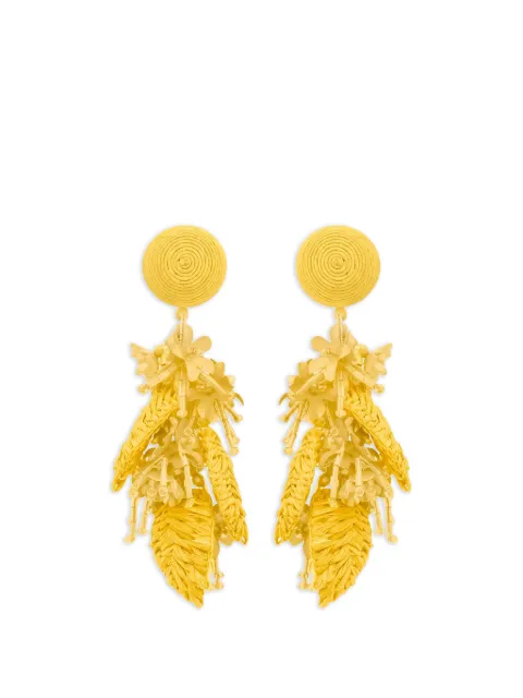 Oscar de la Renta aretes de clip con diseño de ramo de borlas de rafia