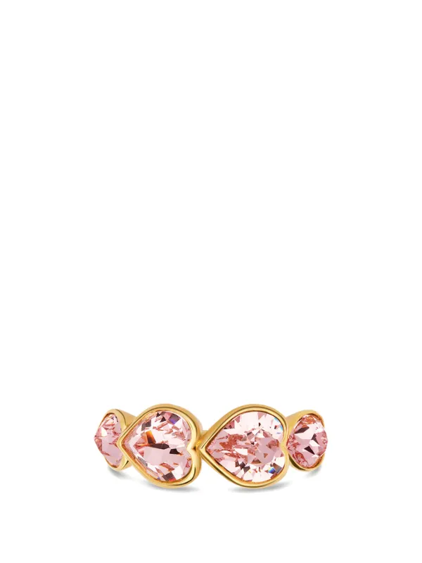 Oscar de la Renta Crystal Heart Ring in Gold