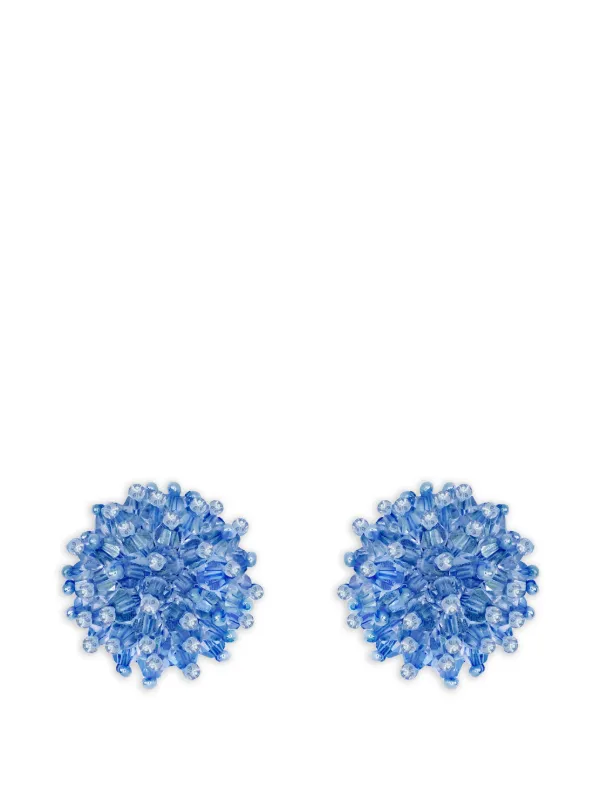 Oscar de la Renta Beaded Cluster Earrings in Blue