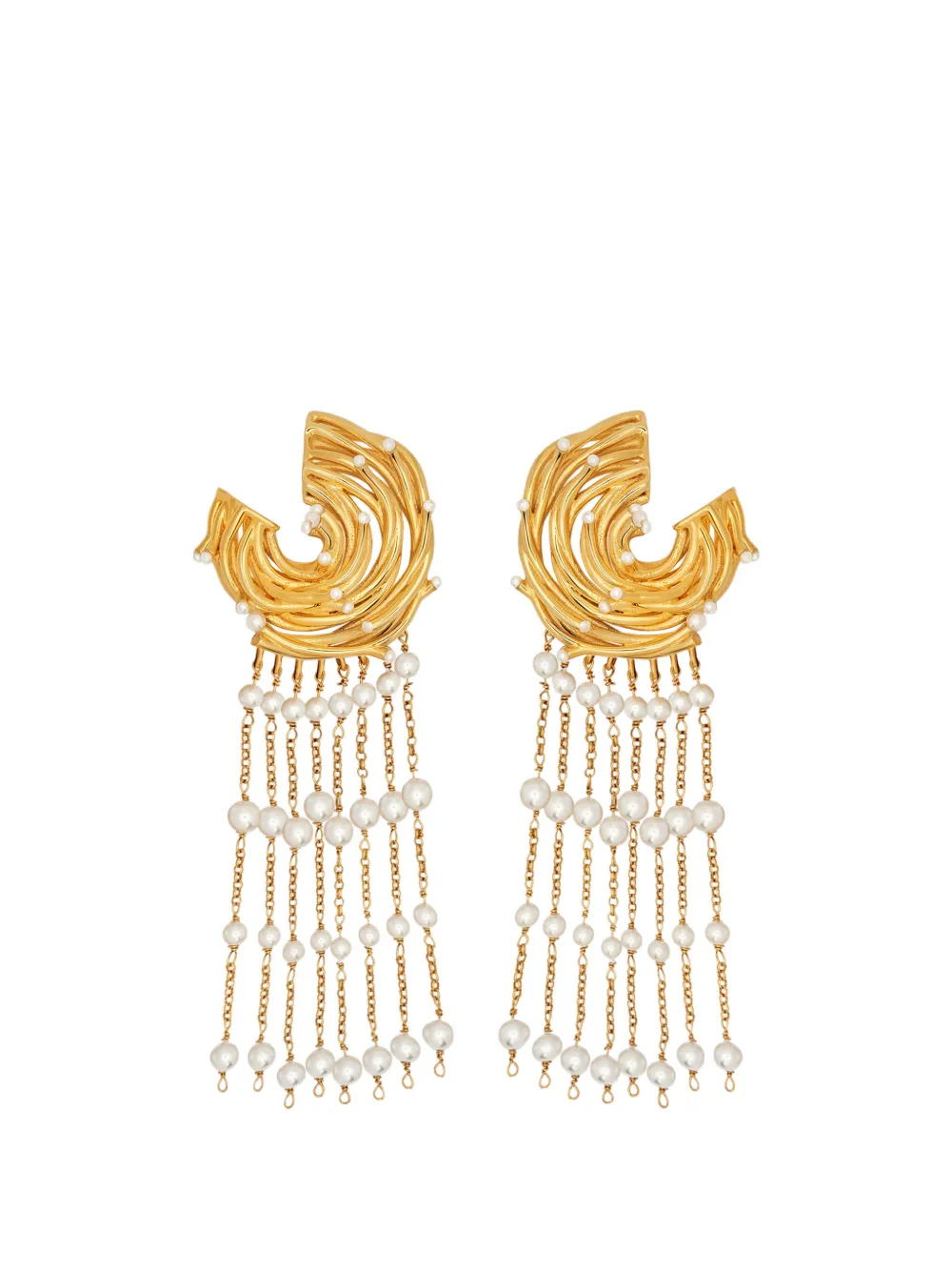 Oscar de la Renta Orecchini a clip chandelier con perle - Oro