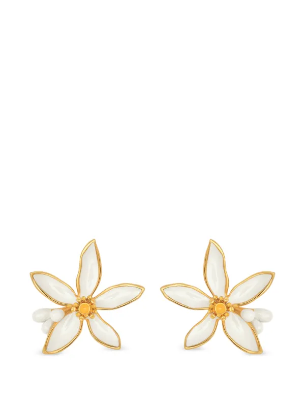 Oscar de la Renta Orange Blossom Earrings in Gold