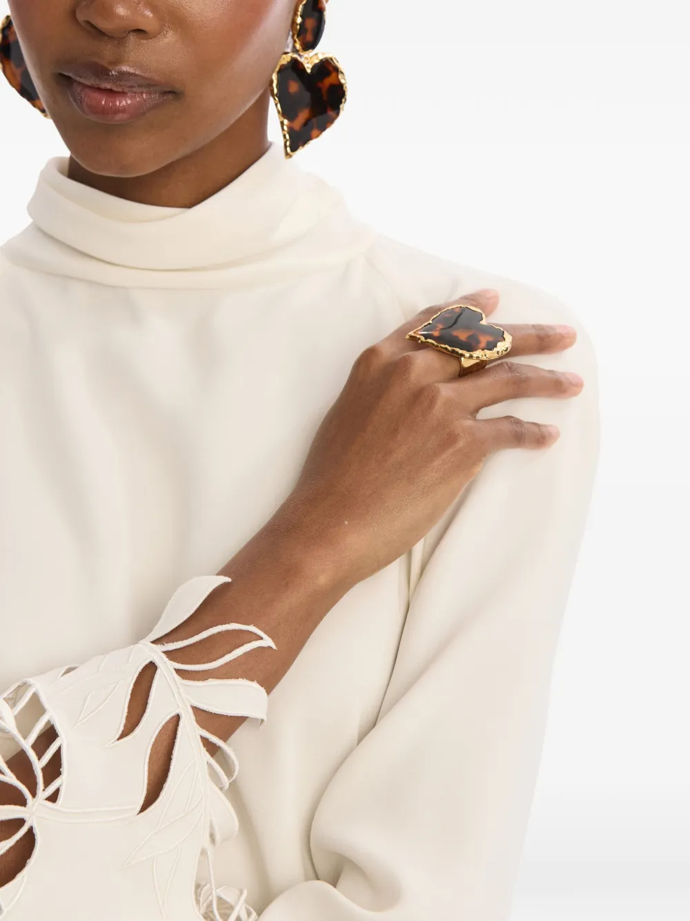 Oscar de la Renta tortoise stone heart ring - Oro