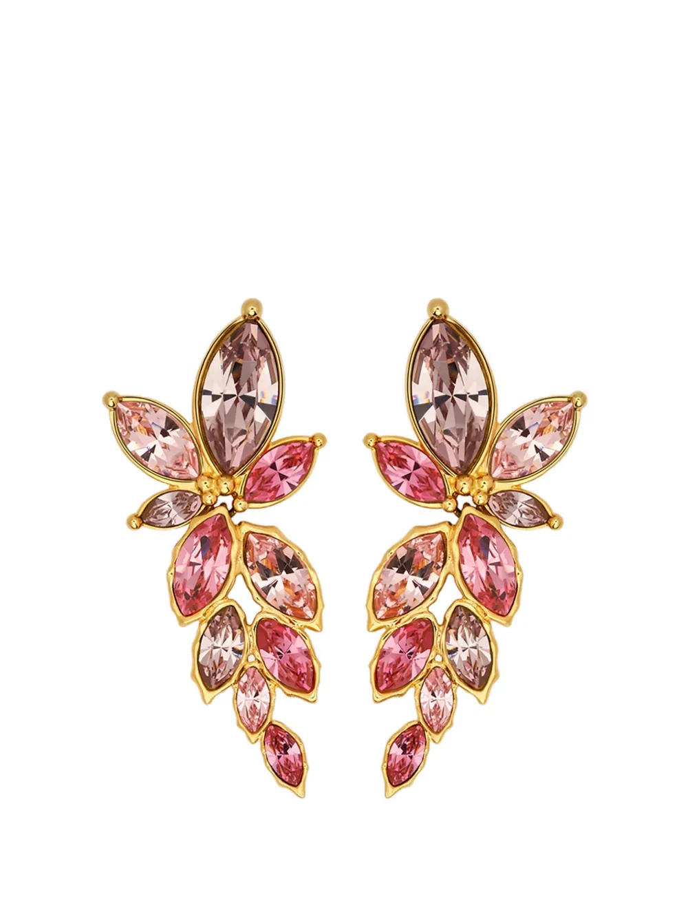Oscar de la Renta Navette crystal drop clip-on earrings - Oro