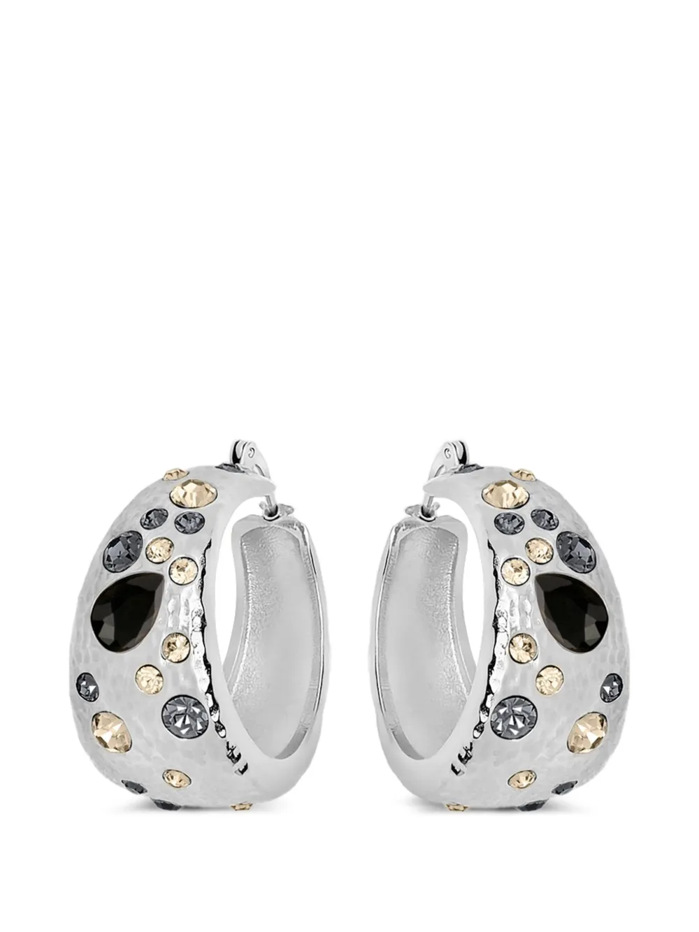 Oscar de la Renta mixed crystal hoop earrings - Argento