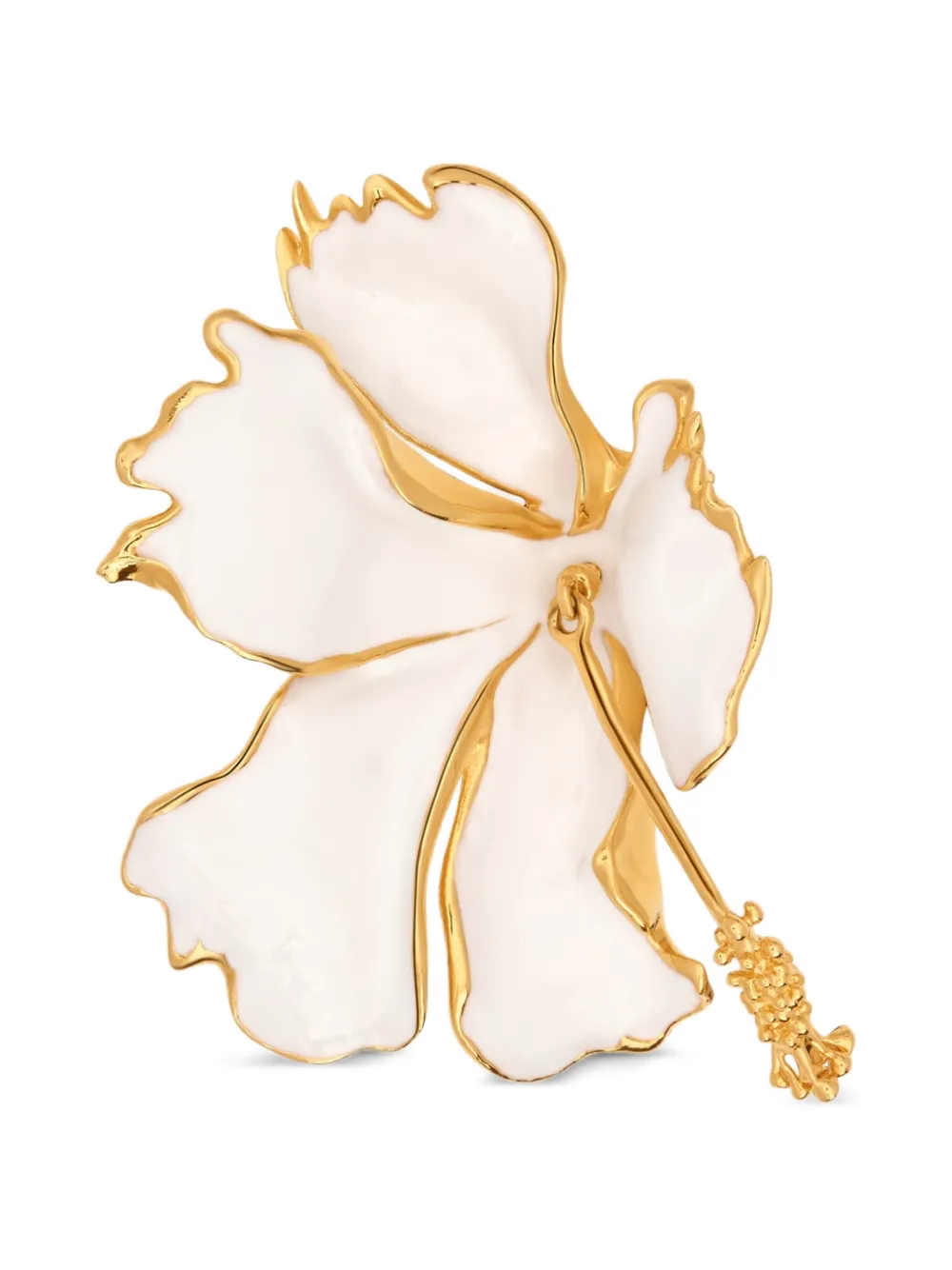 Oscar de la Renta Emaillierte Hibiskusbrosche - Gold