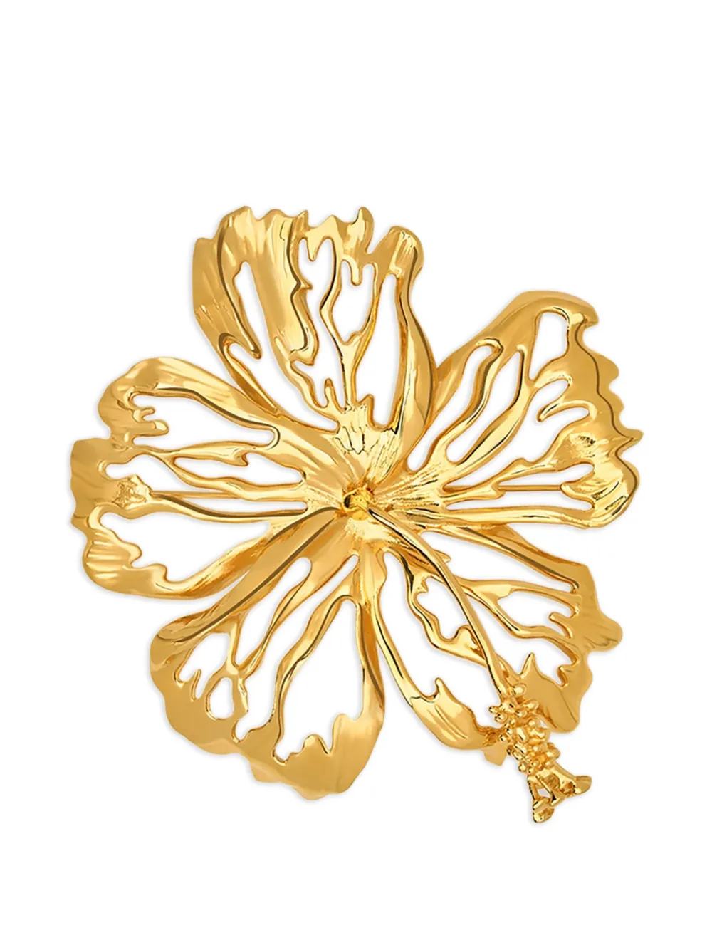 Oscar de la Renta openwork hibiscus brooch - Oro