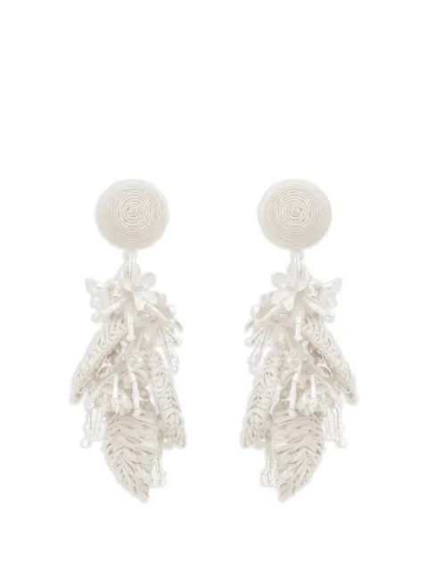 Oscar de la Renta raffia tassel bouquet clip-on earrings