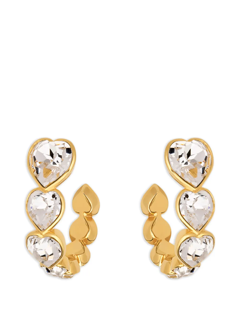 Oscar de la Renta crystal heart hoop earrings - Oro
