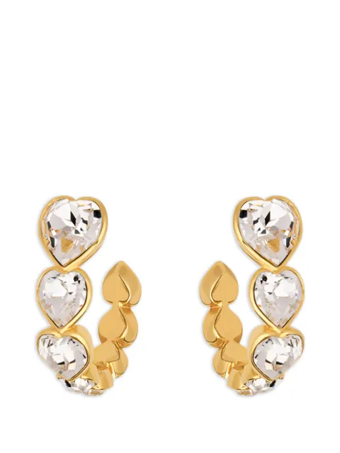 Oscar de la Renta crystal heart hoop earrings