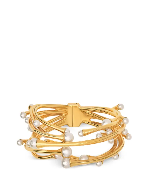 Oscar de la Renta Pearl Nest Cuff Bracelet in Gold