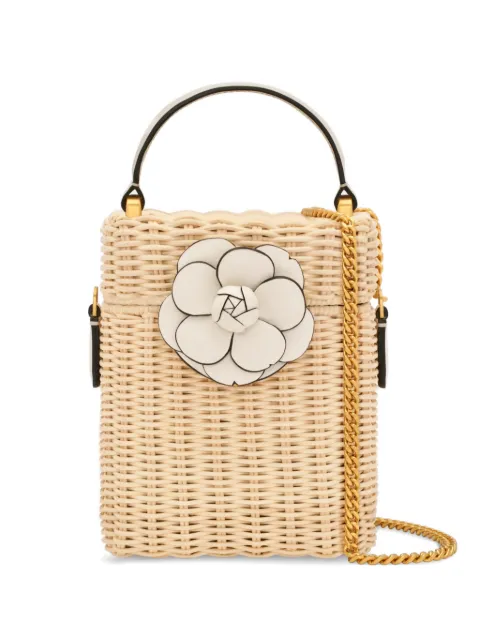 Oscar de la Renta Alibi in wicker floral-applique shoulder bag