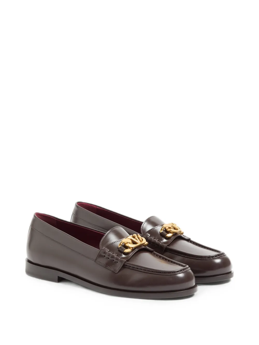 Valentino Garavani Vlogo Chain kalfsleren loafers Bruin