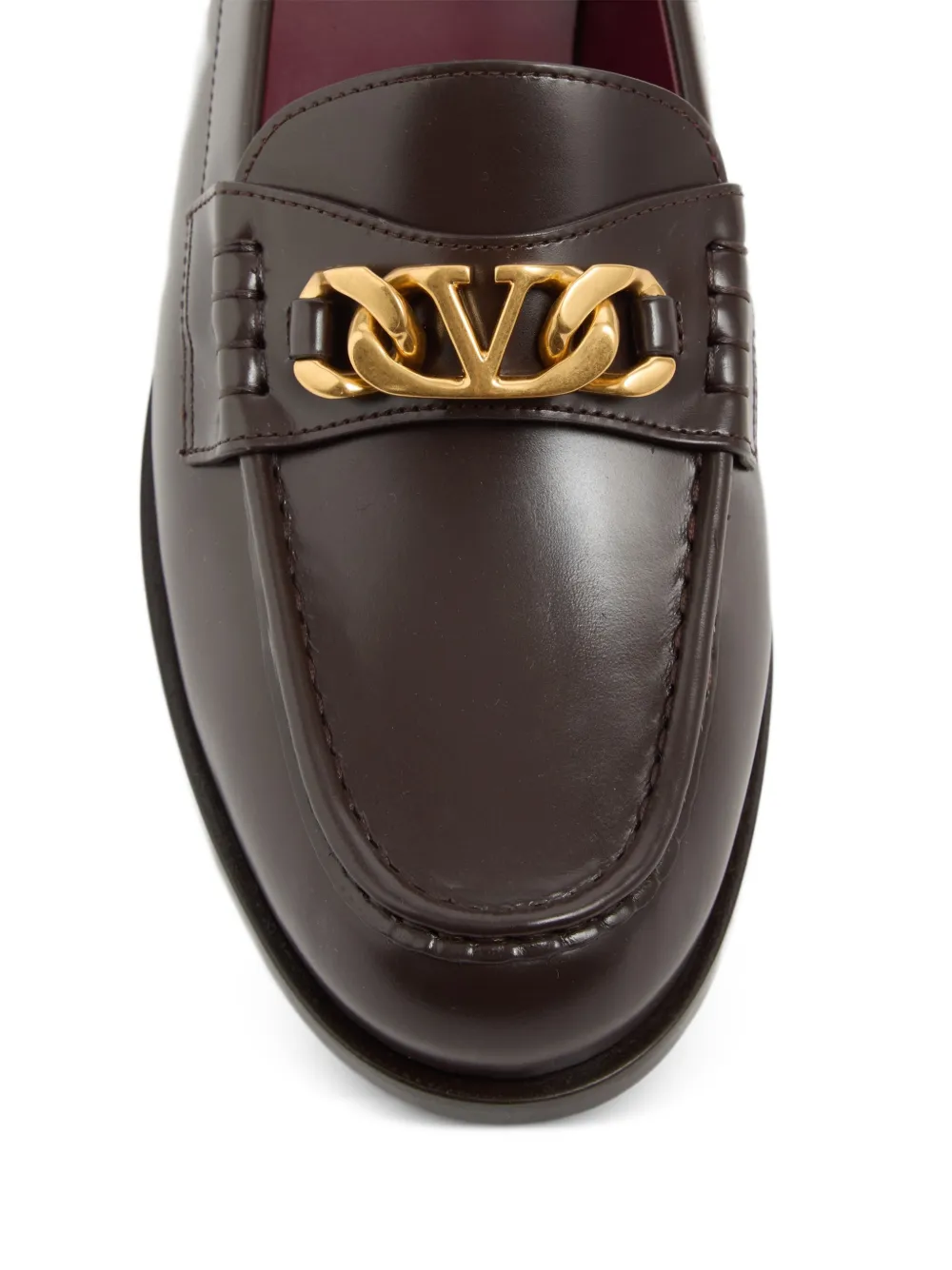Valentino Garavani Vlogo Chain kalfsleren loafers Bruin