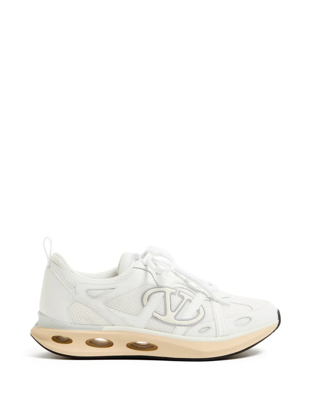 Valentino Garavani Easyjog Low-Top-Sneakers mit VLogo aus Kalbsleder und Stoff - Weiß
