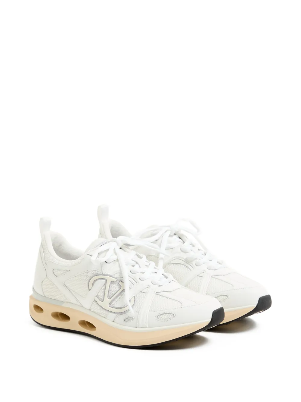 Valentino Garavani VLogo Easyjog low-top sneakers in kalfsleer en stof Wit