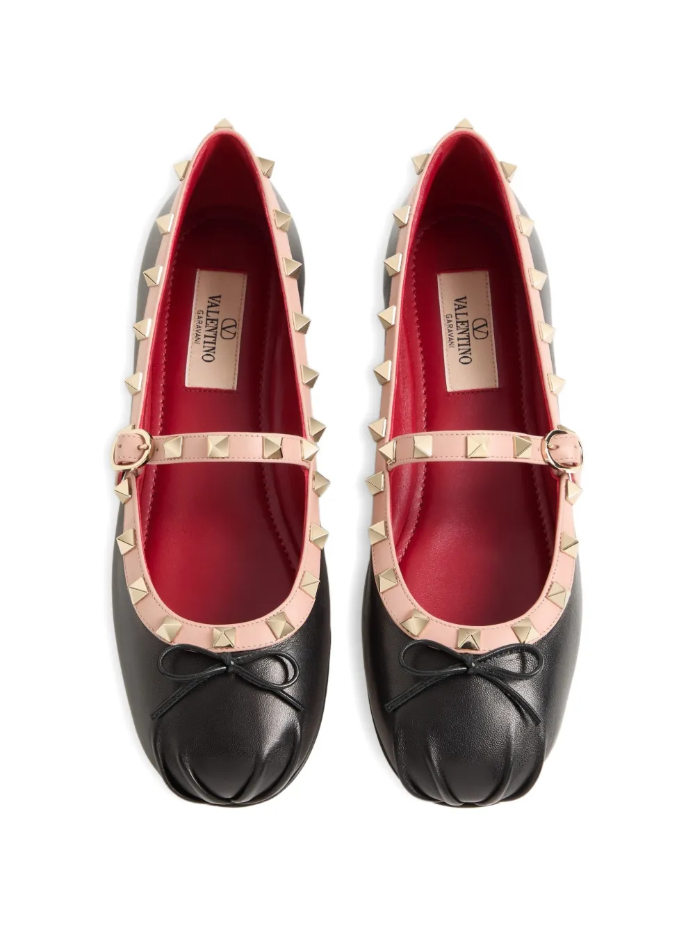 Valentino Garavani Mary-Jane Rockstud ballerina's in nappa leer Zwart