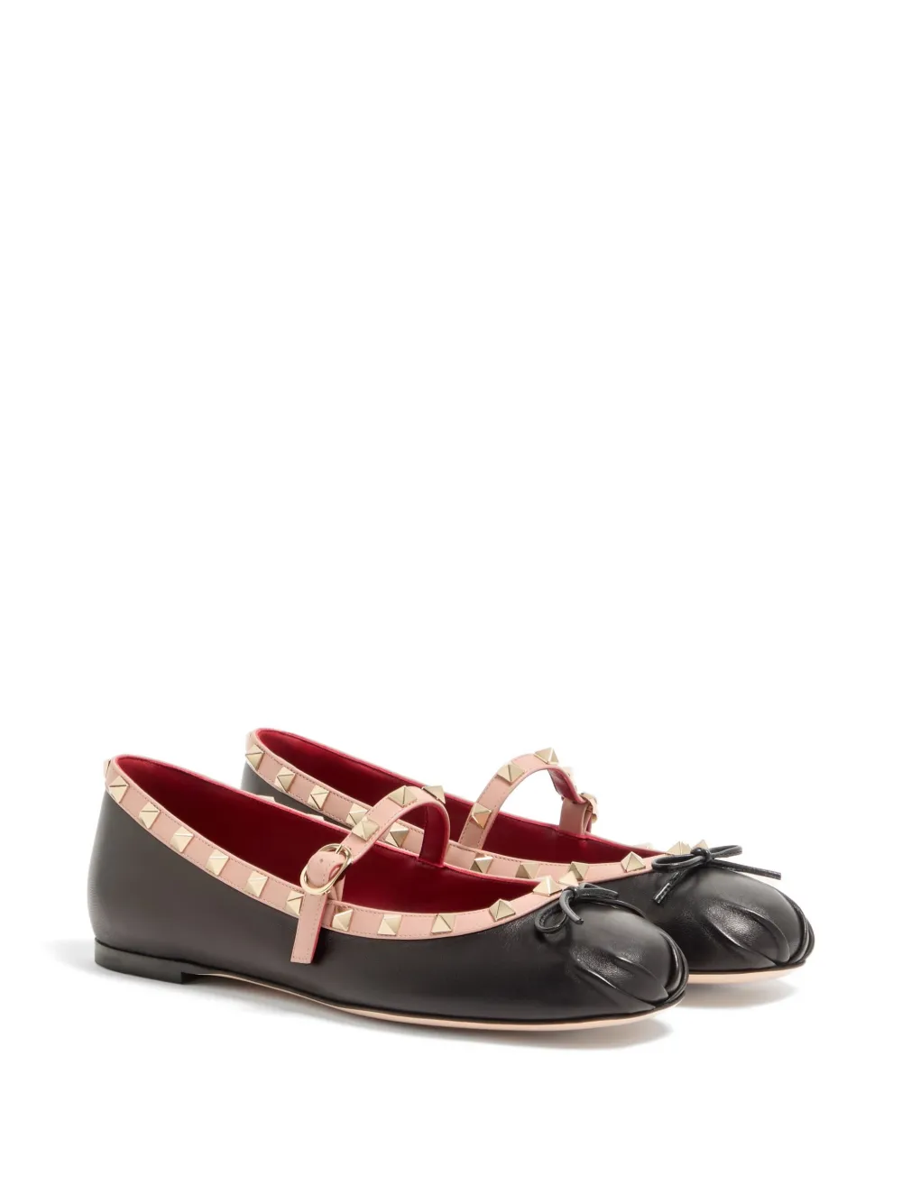 Valentino Garavani Mary-Jane Rockstud ballerina's in nappa leer Zwart