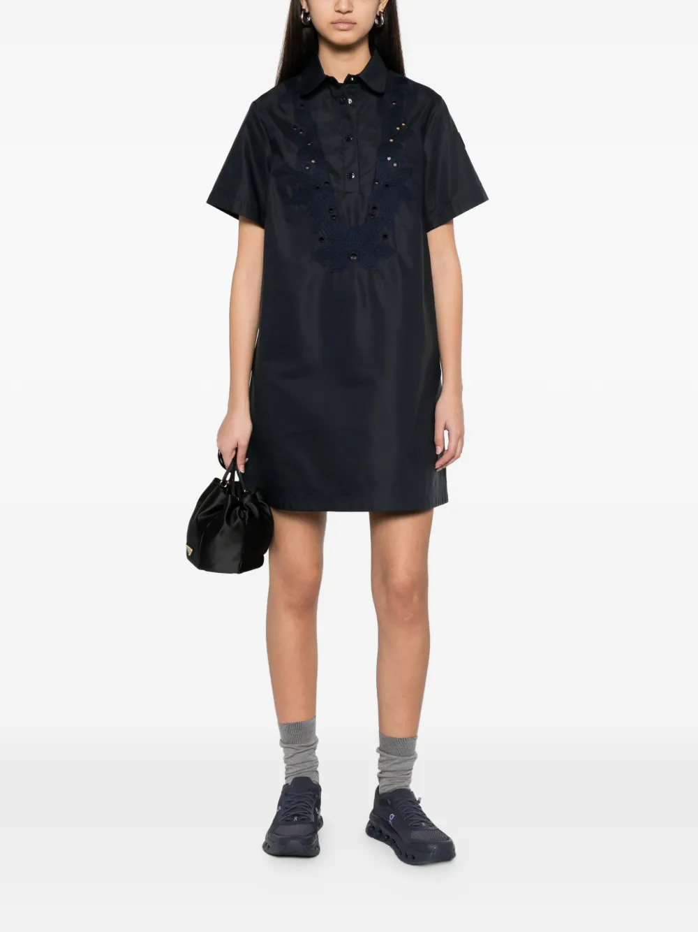 Moncler Broderie anglaise mini-jurk Blauw