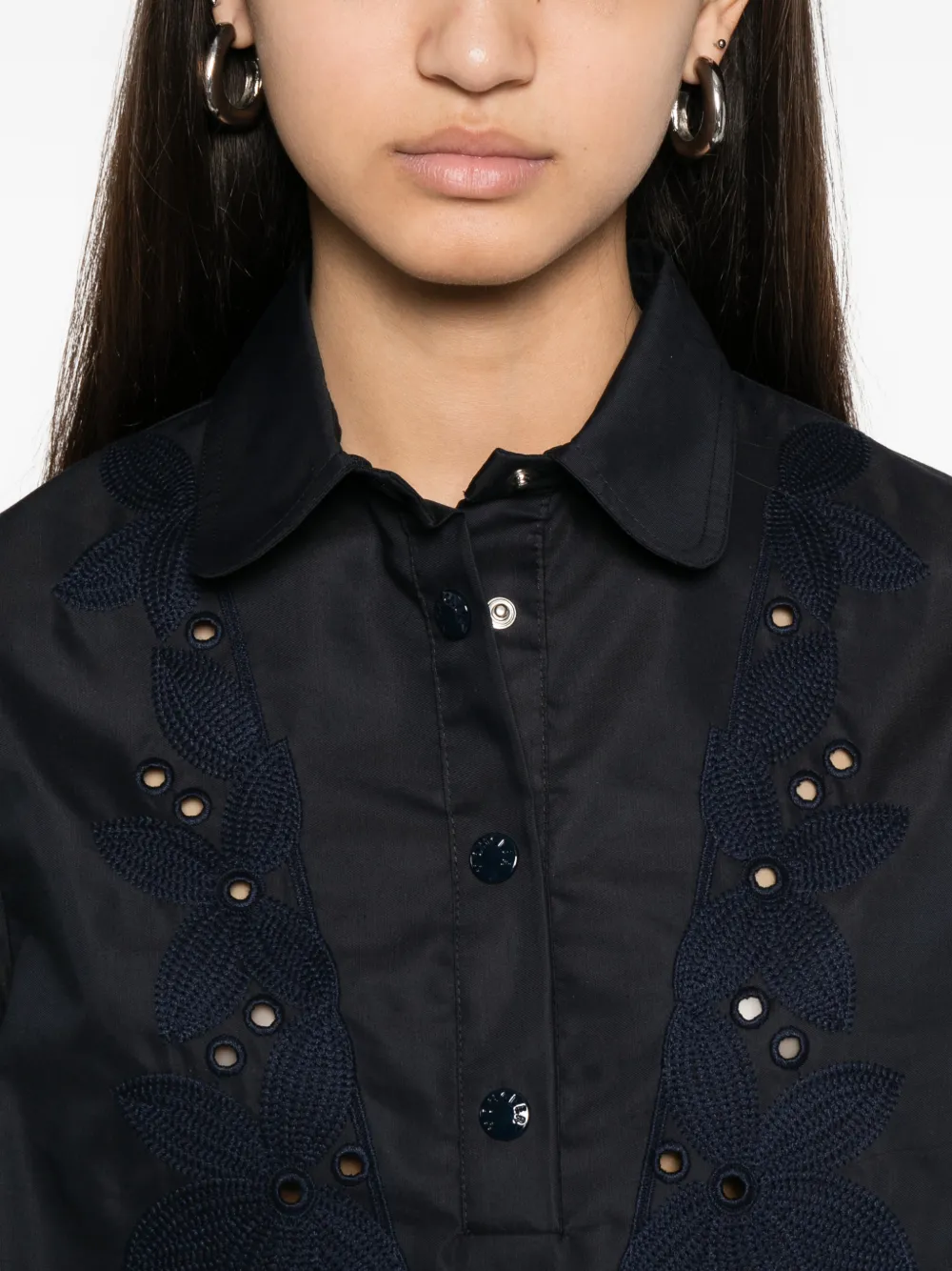 Moncler Broderie anglaise mini-jurk Blauw