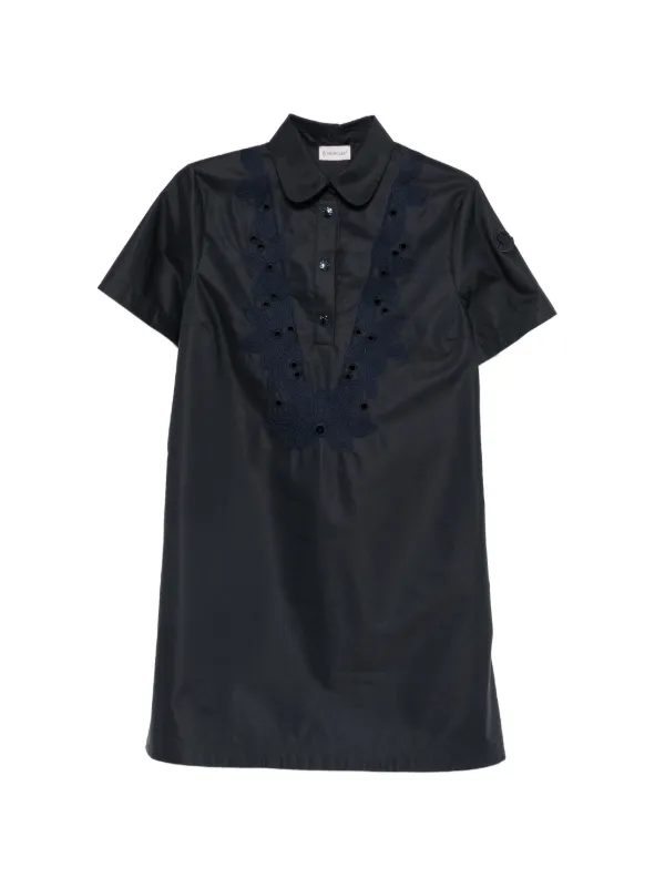 Moncler Embroidered Shirt Dress in Blue