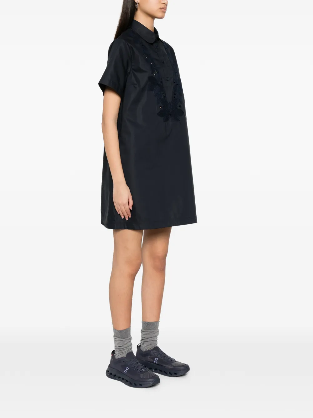 Moncler Broderie anglaise mini-jurk Blauw