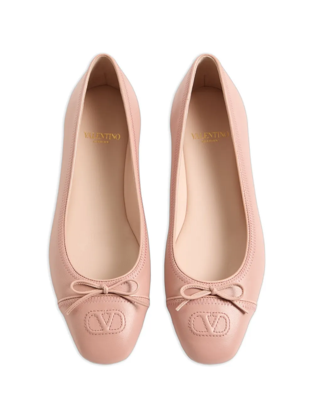 Valentino Garavani VLogo Signature nappe ballerina's Roze