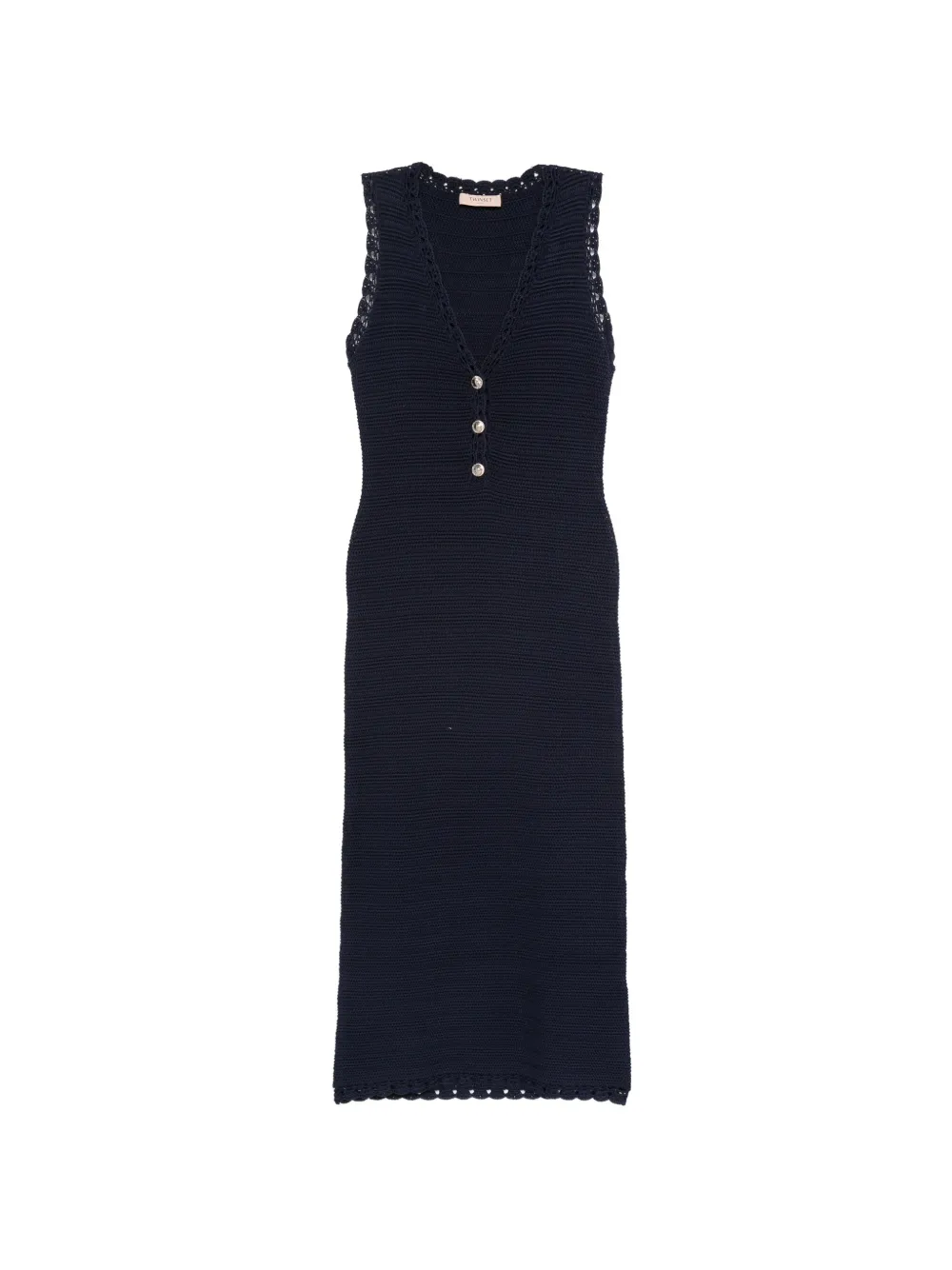 TWINSET crochet-knit button-detail midi dress - Blue