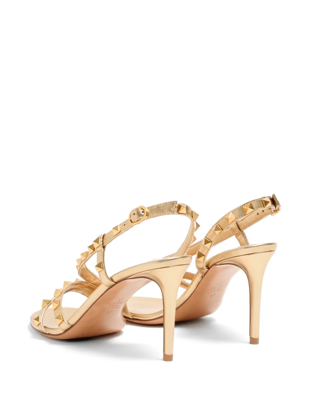 Valentino Garavani Rockstud gelamineerde nappa leren sandalen 85 mm Goud