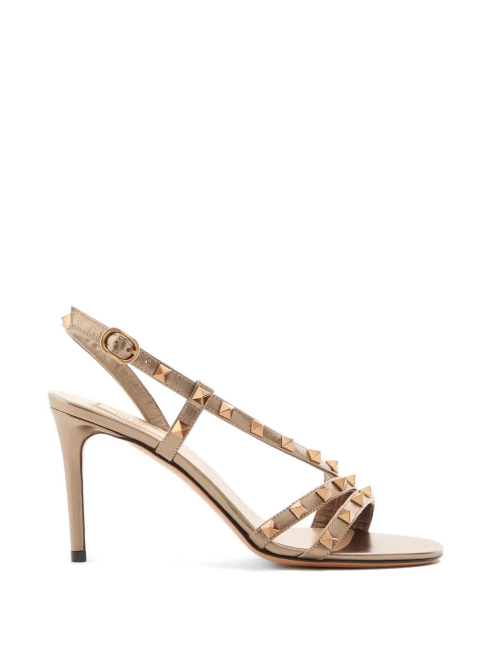 Valentino Garavani Rockstud Sandalen aus laminiertem Nappaleder 85mm - Braun