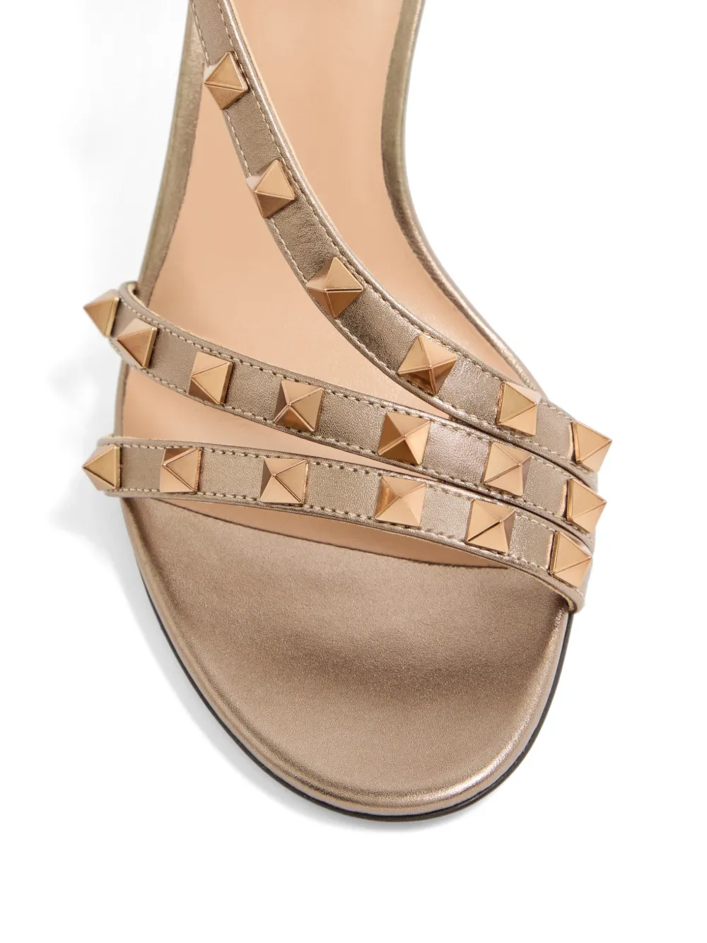 Valentino Garavani Rockstud gelamineerde nappa leren sandalen 85 mm Bruin