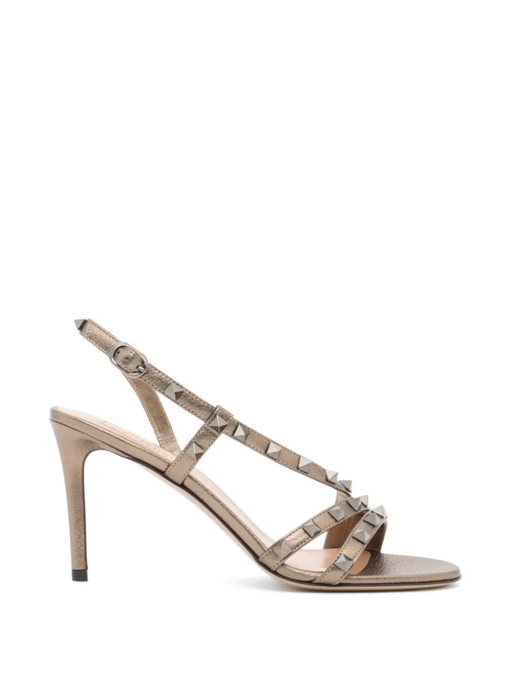 Valentino Garavani Rockstud kalfsleren sandalen met elandenprint 85 mm Bruin