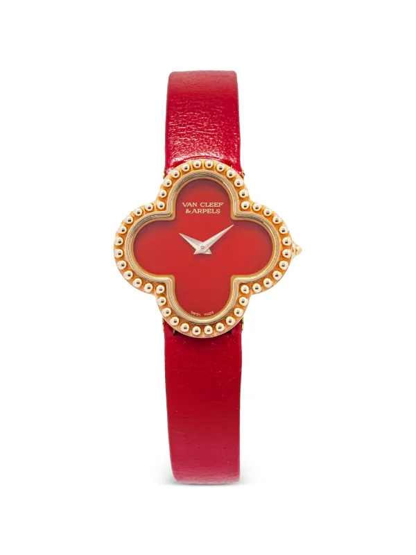 Van Cleef & Arpels Pre-owned Alhambra Beaded 26mm Watch in Red