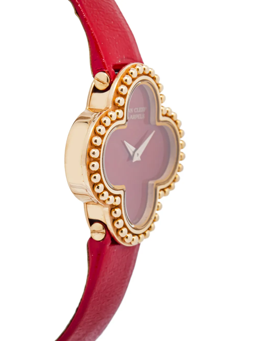 Van Cleef & Arpels Pre-owned Alhambra Beaded 26mm Watch in Red, view 4