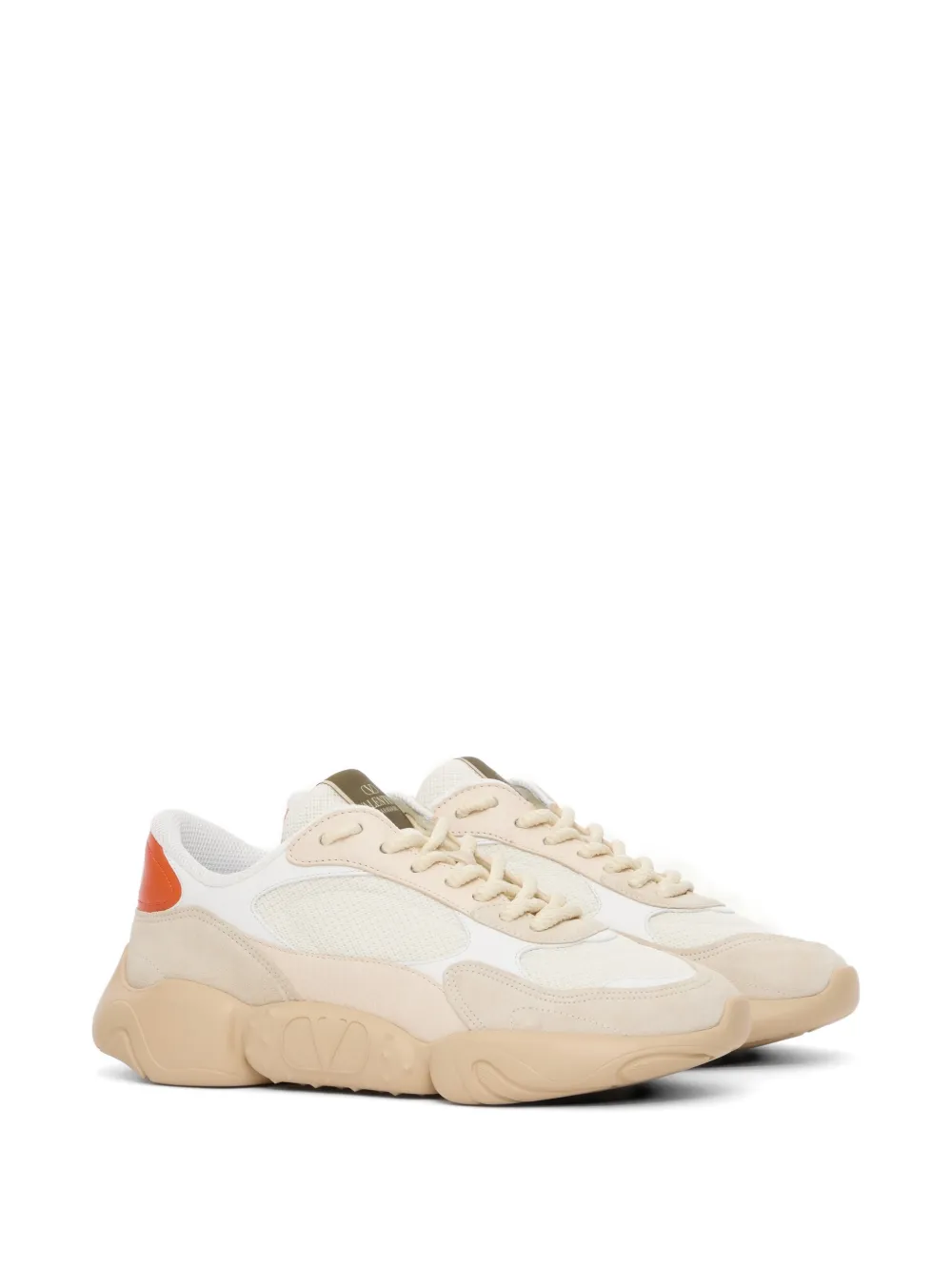 Valentino Garavani Bubbleback mesh en suède sneakers Beige