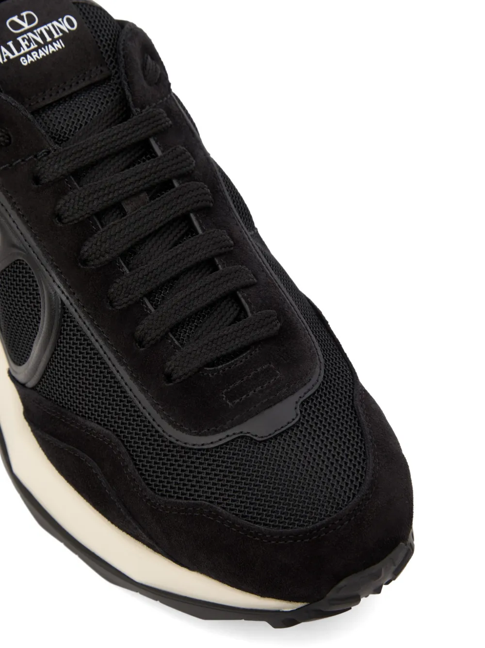 Valentino Garavani Netrunner canvas en suède sneakers Zwart