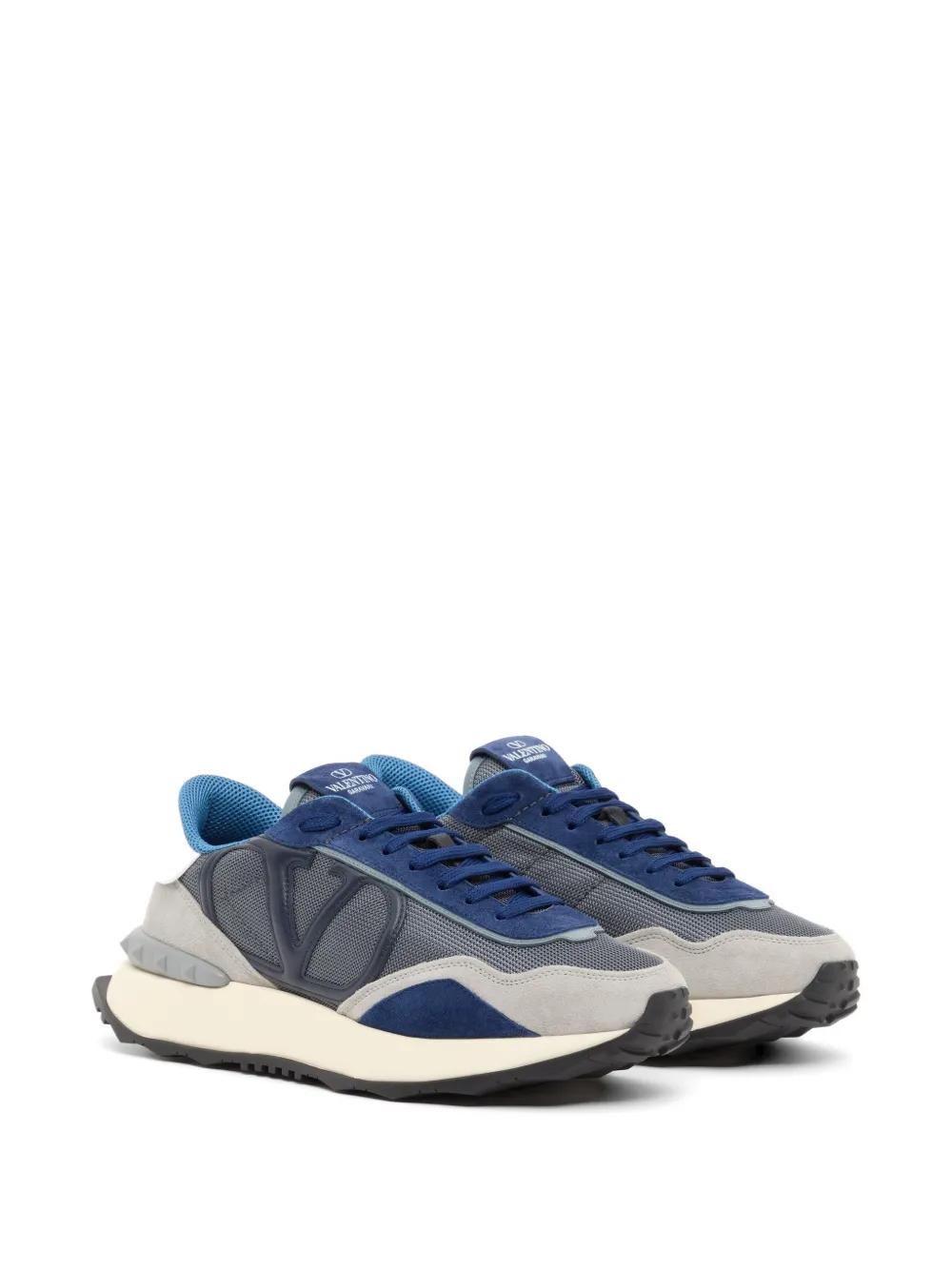 Valentino Garavani Netrunner canvas en suède sneakers Blauw