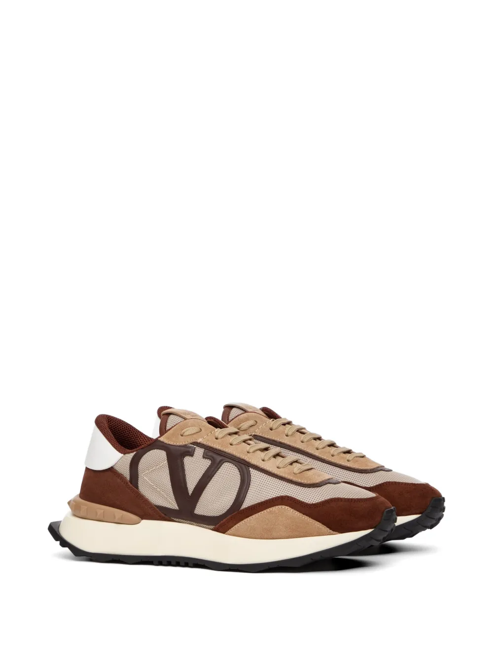 Valentino Garavani Netrunner canvas en suède sneakers Beige