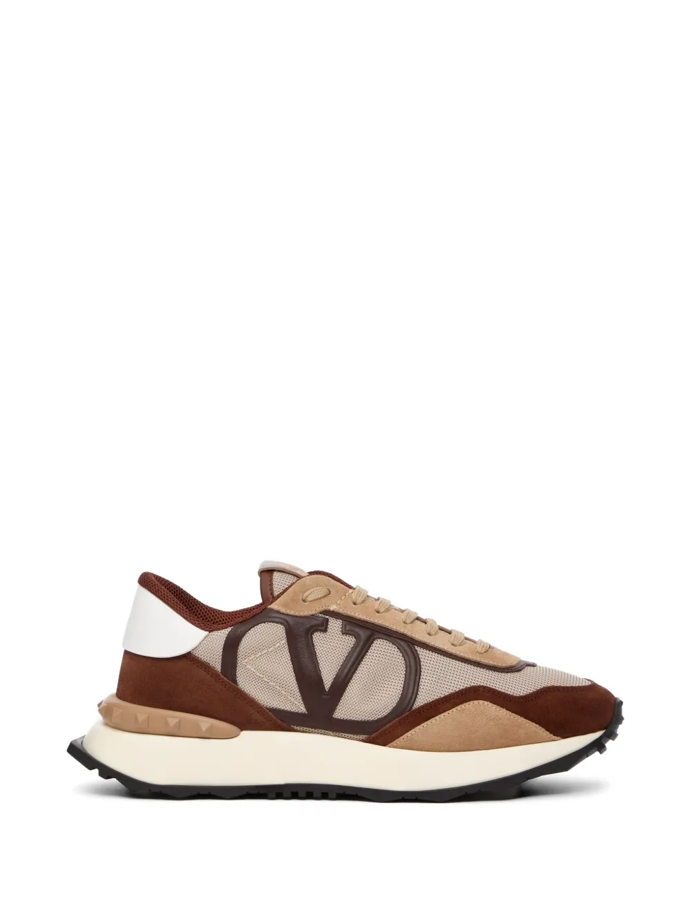 Valentino Garavani Netrunner fabric and suede trainers - Toni neutri