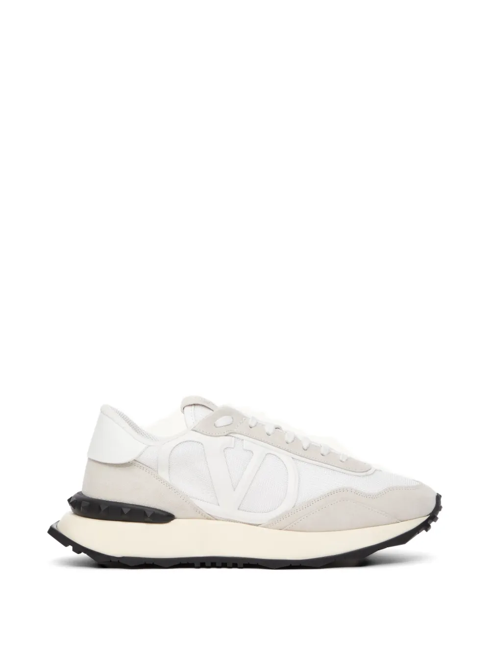 Valentino Garavani Netrunner fabric and suede trainers - Bianco