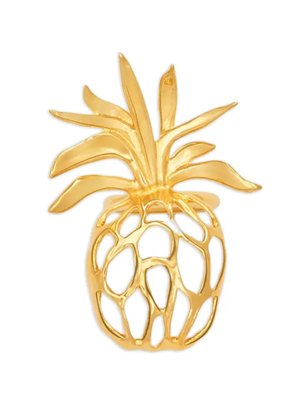 Oscar de la Renta Openwork Pineapple Ring in Gold
