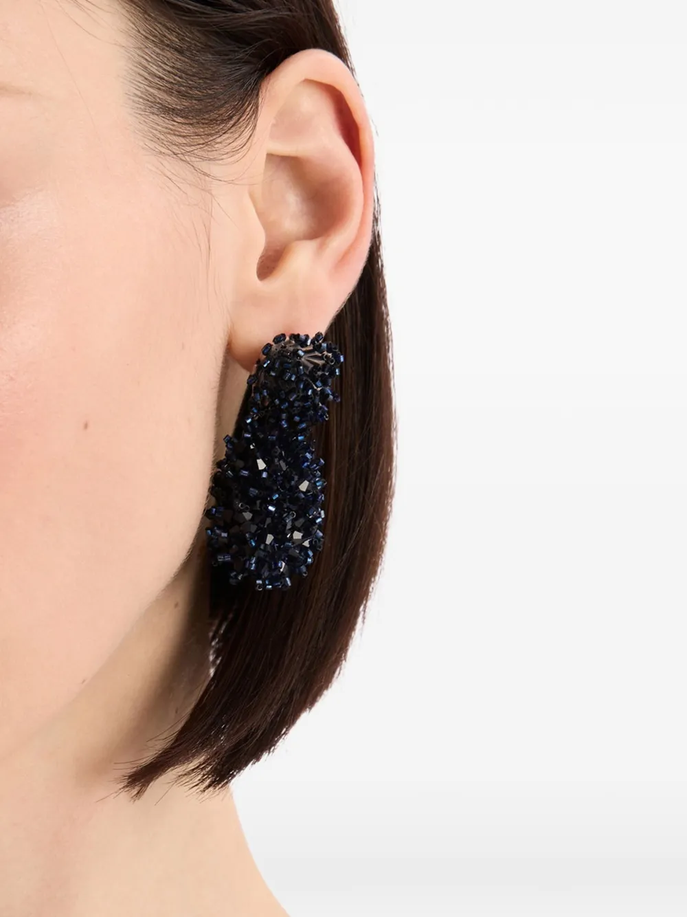 Oscar de la Renta Beaded Cluster Drop Earrings in Blue, view 2