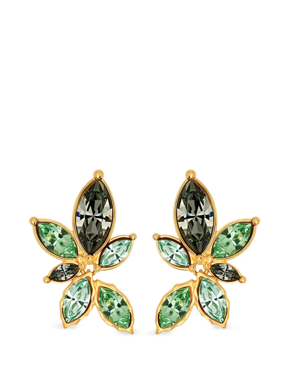 Oscar de la Renta Navette crystal clip-on earrings - Oro
