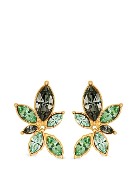 Oscar de la Renta Navette crystal clip-on earrings