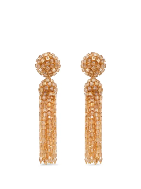 Oscar de la Renta beaded tassel clip-on earrings