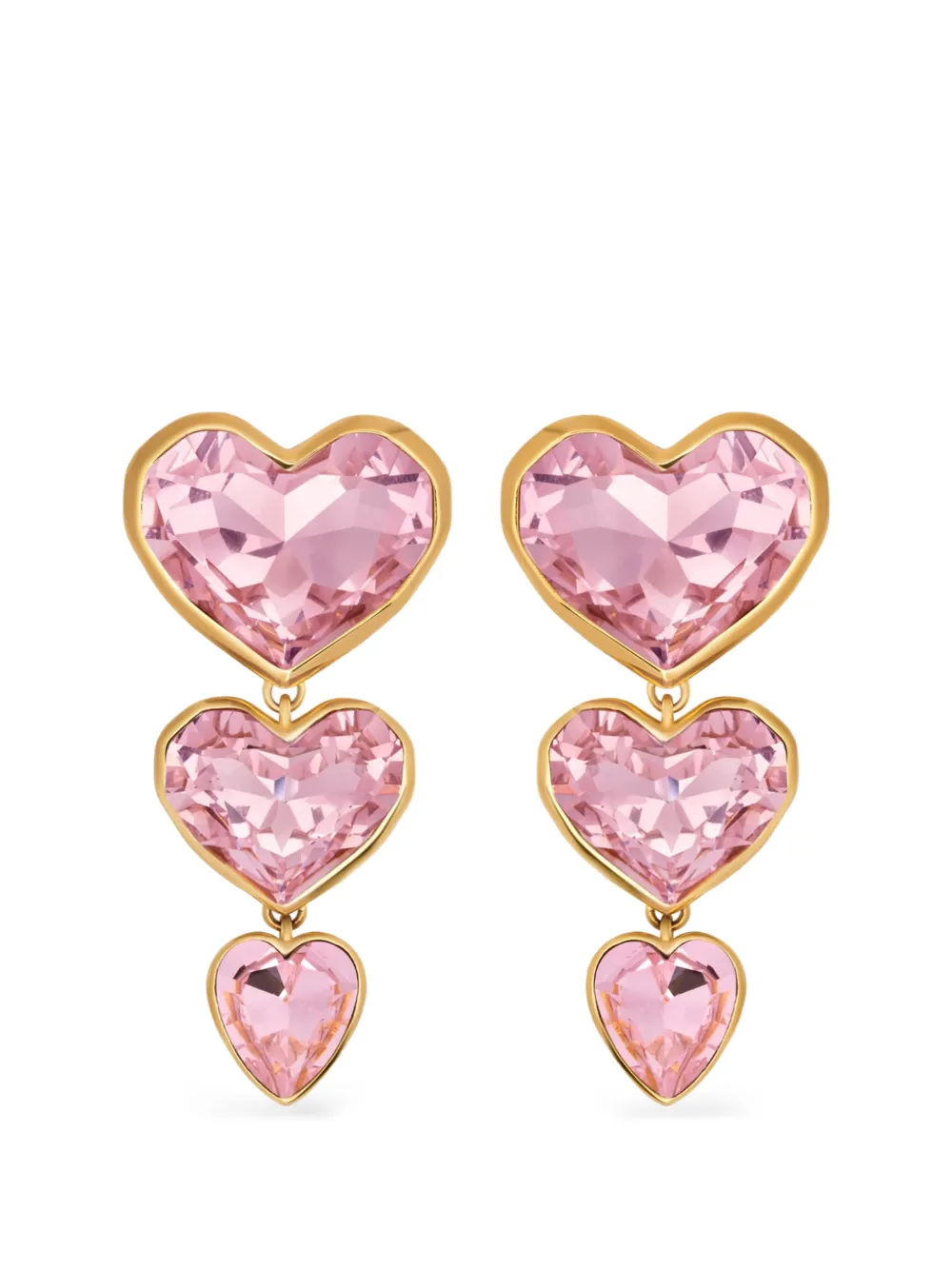 Oscar de la Renta crystal heart drop clip-on earrings - Oro