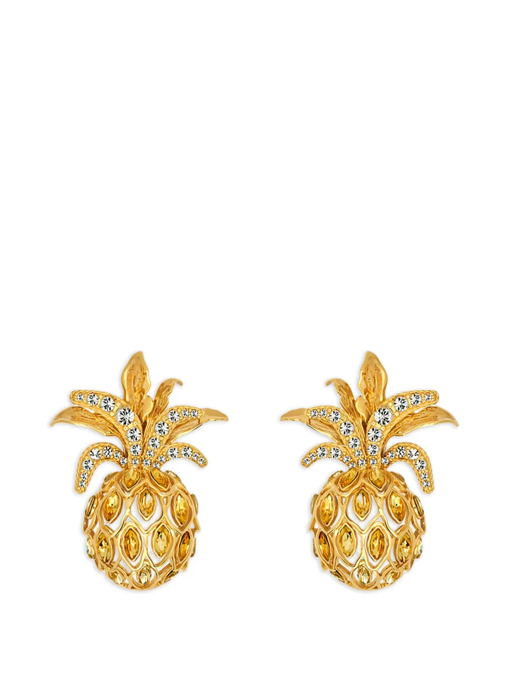 Oscar de la Renta pineapple pavé clip-on earrings - Oro