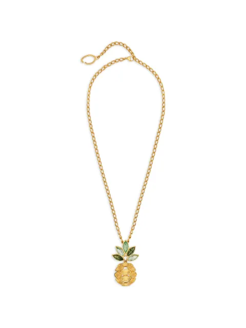 Oscar de la Renta pineapple crystal leaf pendant necklace