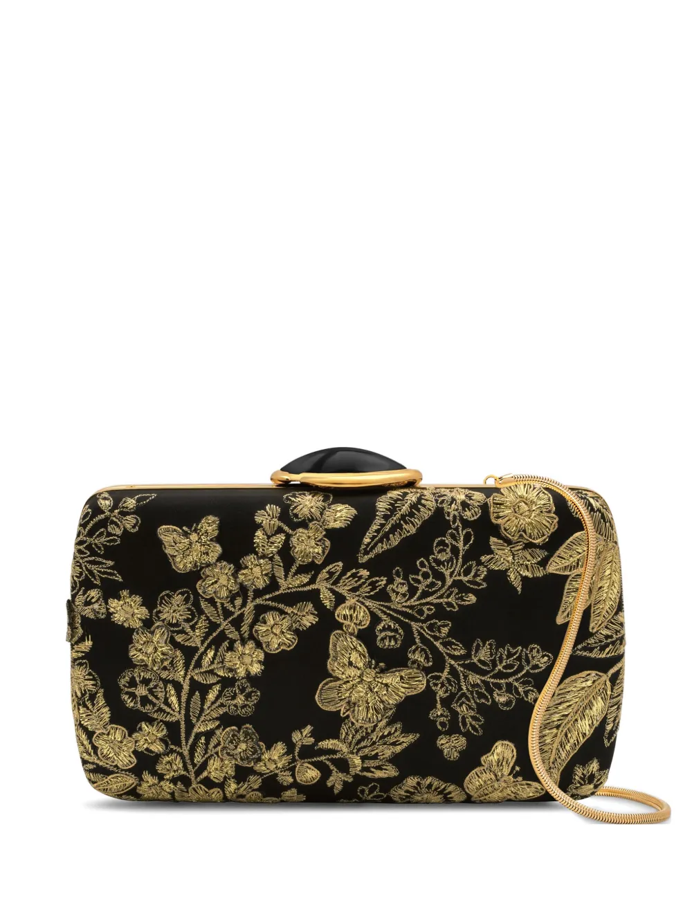 Oscar de la Renta Minaudière Clutch mit Schmetterlingsstickerei - Schwarz