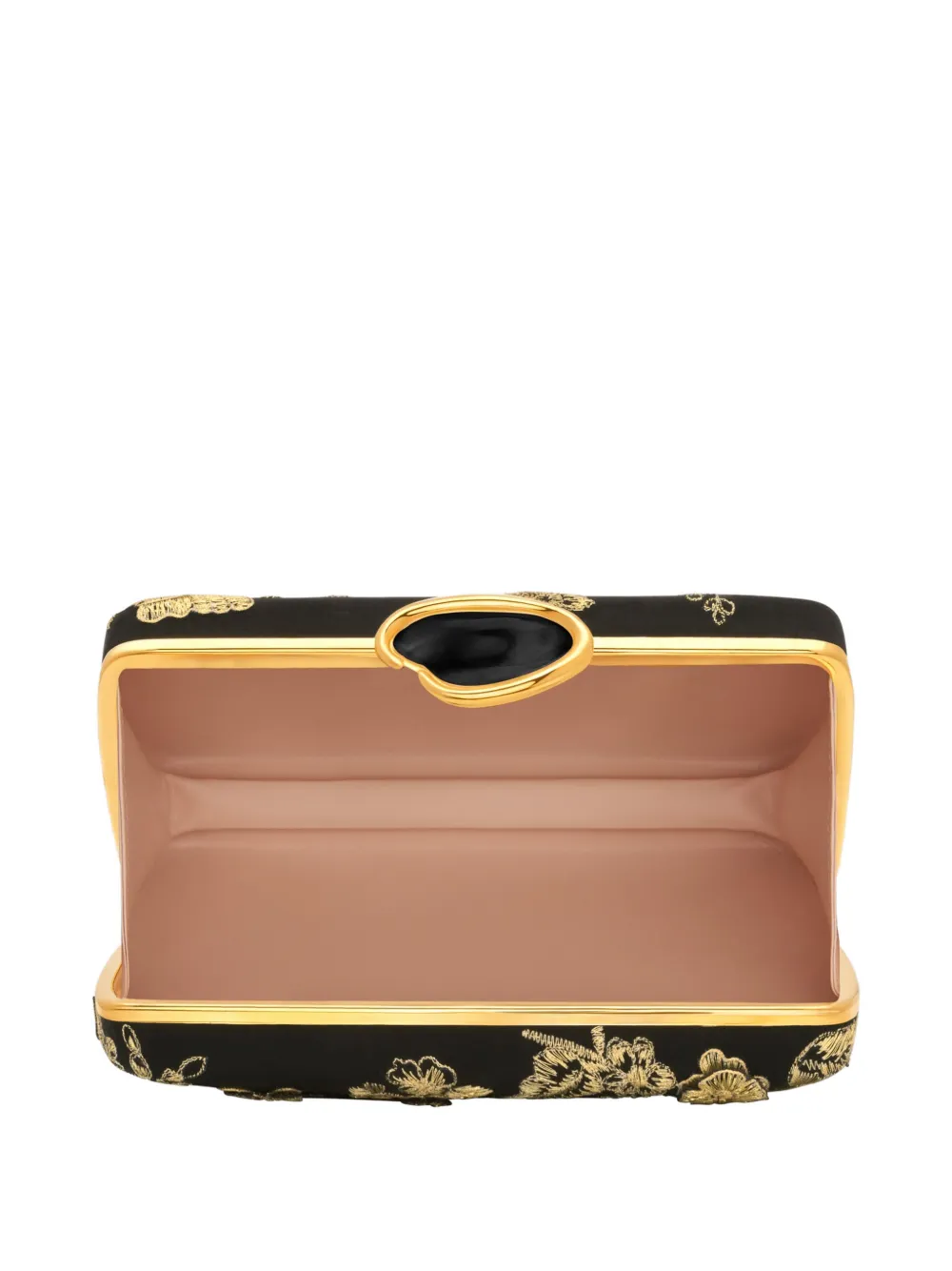 Oscar de la Renta Butterfly Embroidered O Minaudière Clutch Bag in Black, view 5